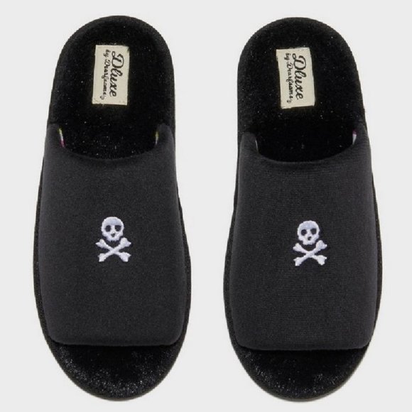 dearfoams Shoes - Women's Dluxe by Dearfoams Halloween Skull Slippers - Black
